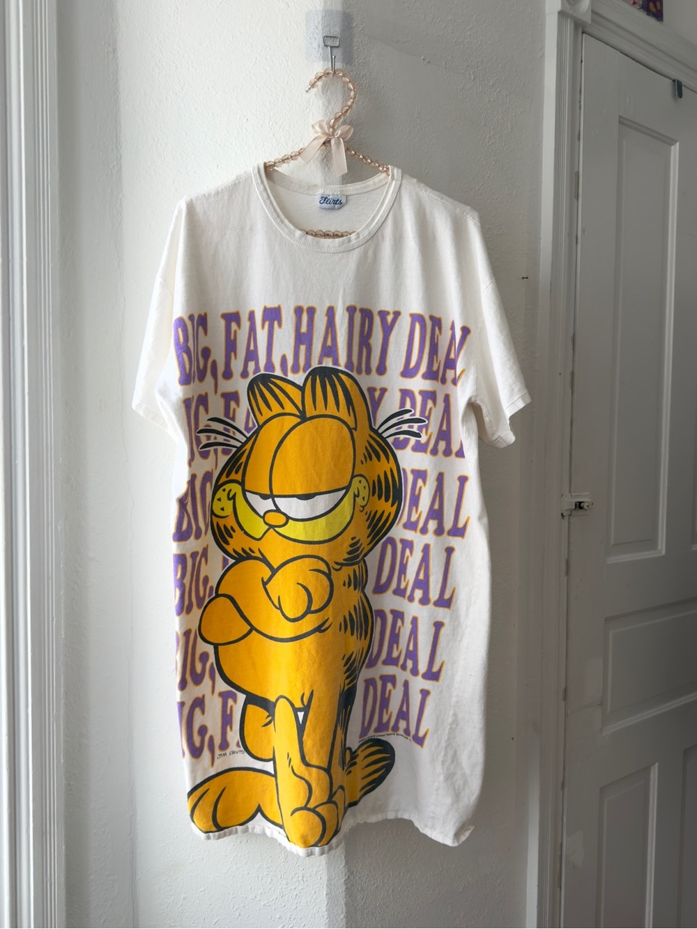 Vintage 80s/90s Flirts Garfield big hairy deal pajama dress sleep shirt